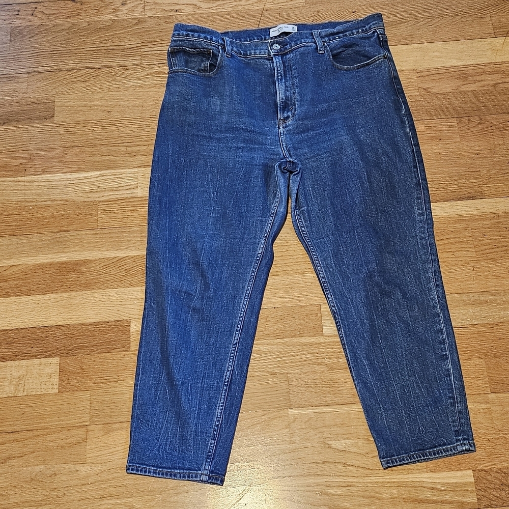 Abercrombie & Fitch Women's High-Rise Straight Leg Jeans - Dark Blue